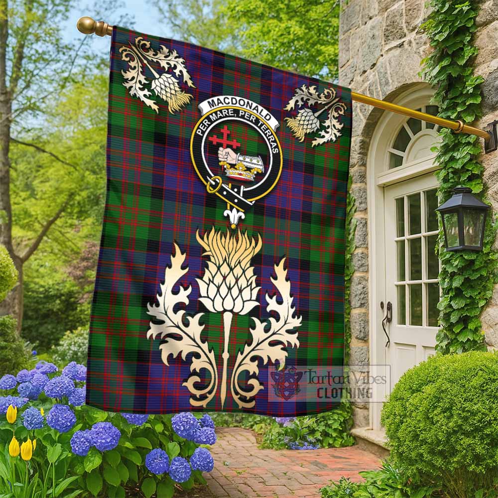 MacDonald (McDonald) Tartan Garden Flag with Golden Regal Scottish Thistle Emblem - Tartan Vibes Clothing