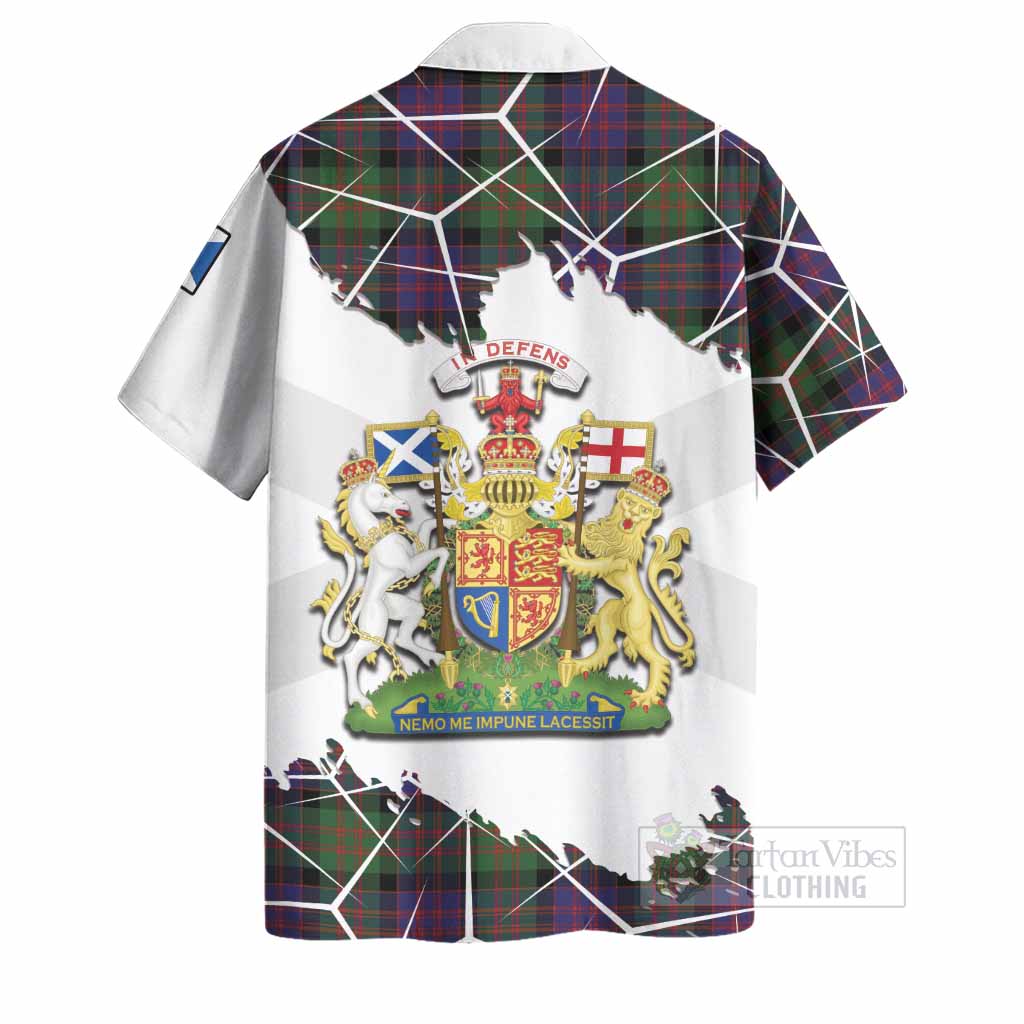 MacDonald (McDonald) Tartan Hawaiian Shirt with Family Crest and Lion Rampant Grunge Style