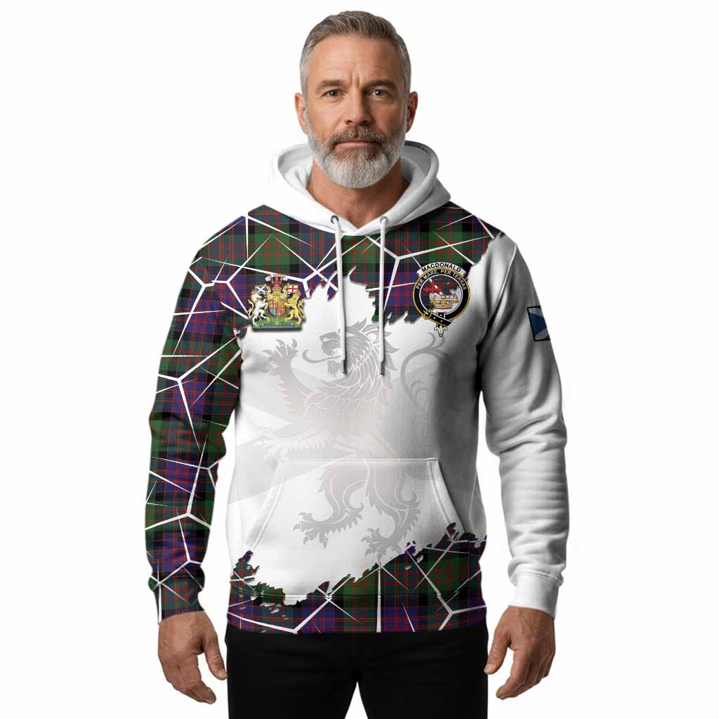 MacDonald (McDonald) Tartan Hoodie with Family Crest and Lion Rampant Grunge Style