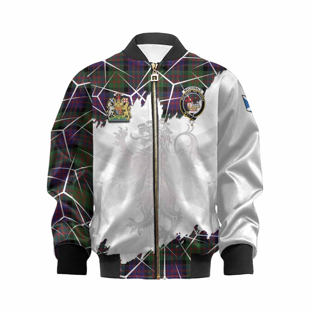 MacDonald (McDonald) Tartan Kid Bomber Jacket with Family Crest and Lion Rampant Grunge Style