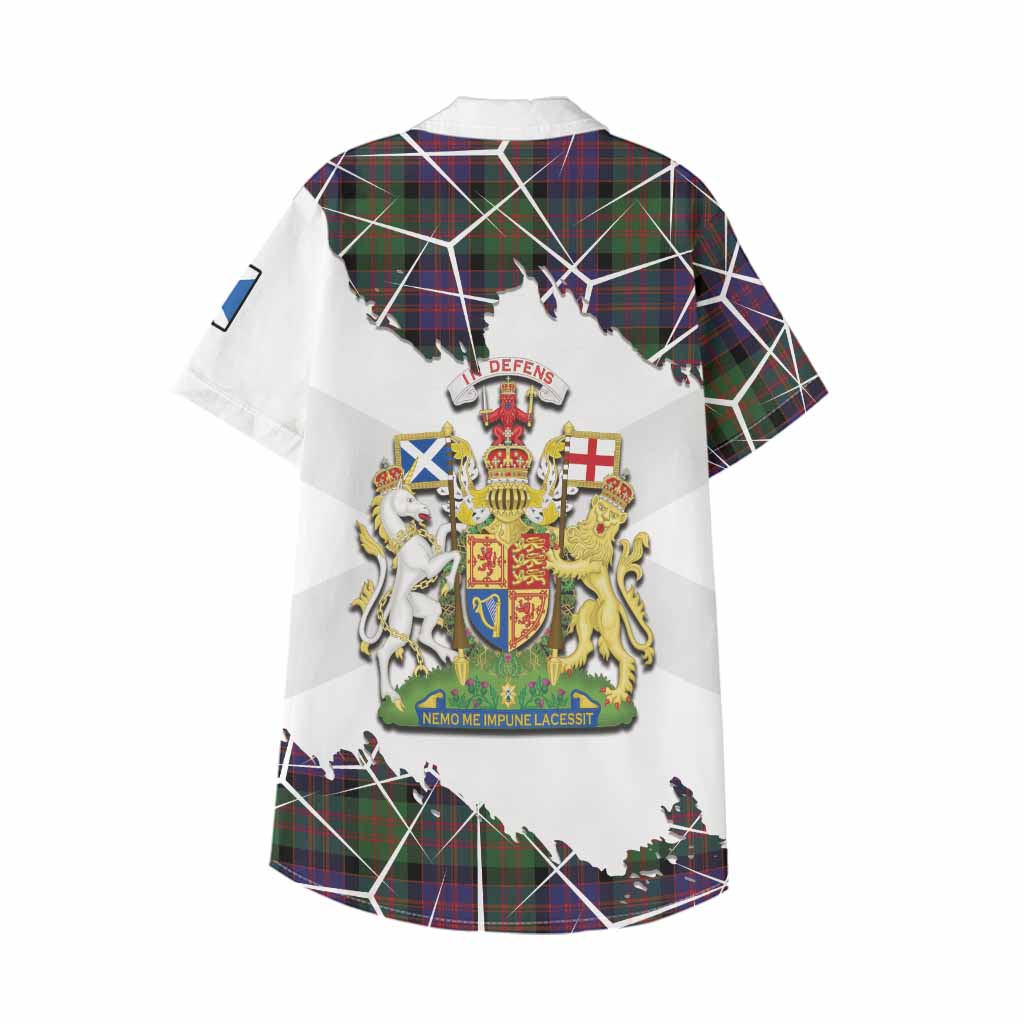 MacDonald (McDonald) Tartan Kid Hawaiian Shirt with Family Crest and Lion Rampant Grunge Style