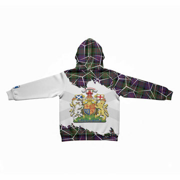MacDonald (McDonald) Tartan Kid Hoodie with Family Crest and Lion Rampant Grunge Style