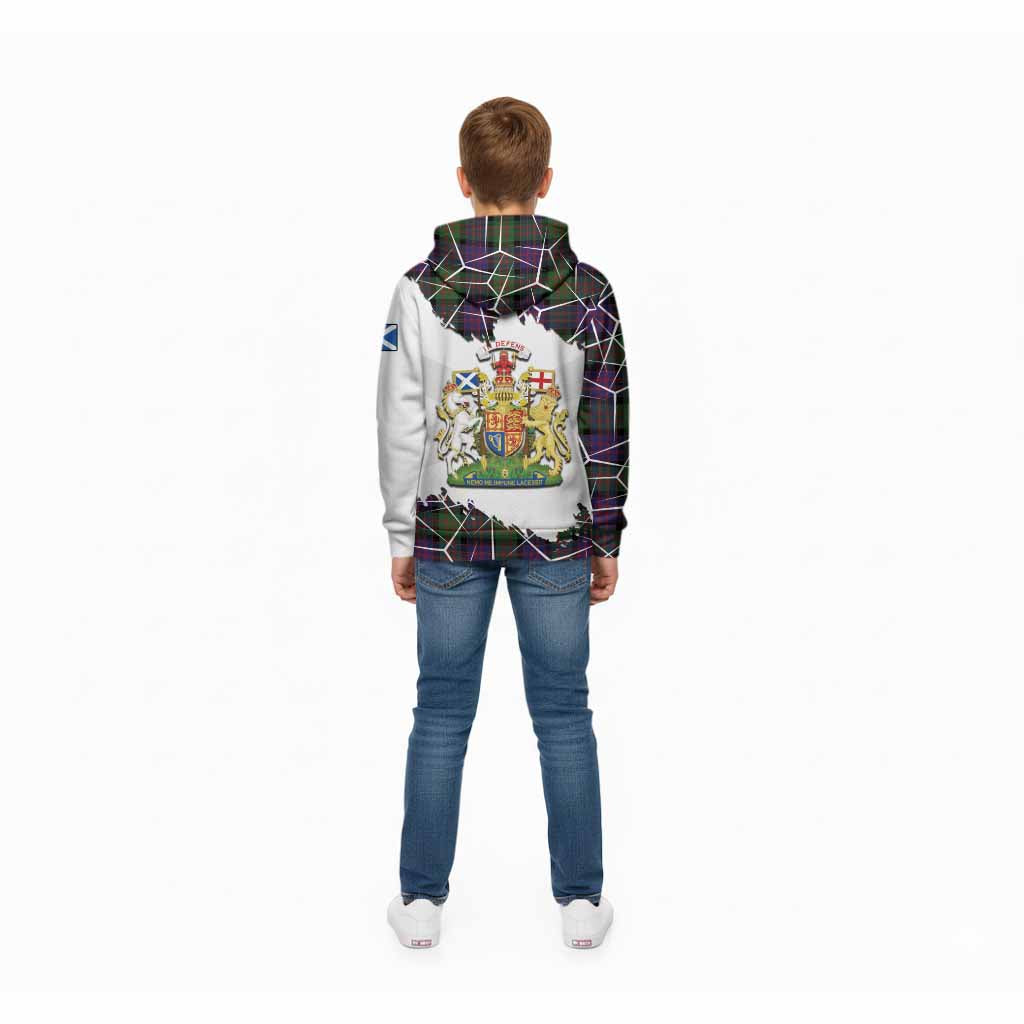MacDonald (McDonald) Tartan Kid Hoodie with Family Crest and Lion Rampant Grunge Style