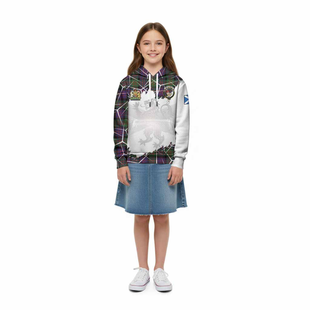 MacDonald (McDonald) Tartan Kid Hoodie with Family Crest and Lion Rampant Grunge Style