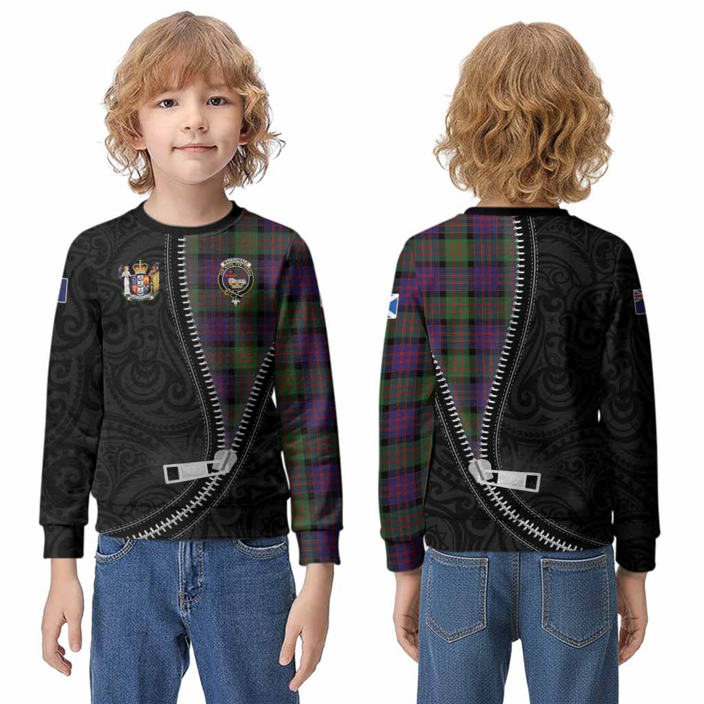MacDonald (McDonald) Tartan Kid Knitted Sweatshirt New Zealand Pattern Unique Zipper Stylized