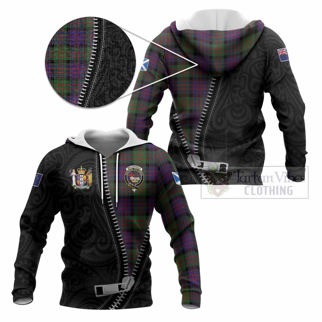 MacDonald (McDonald) Tartan Knitted Hoodie New Zealand Pattern Unique Zipper Stylized