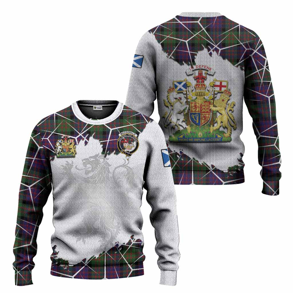 MacDonald (McDonald) Tartan Knitted Sweater with Family Crest and Lion Rampant Grunge Style