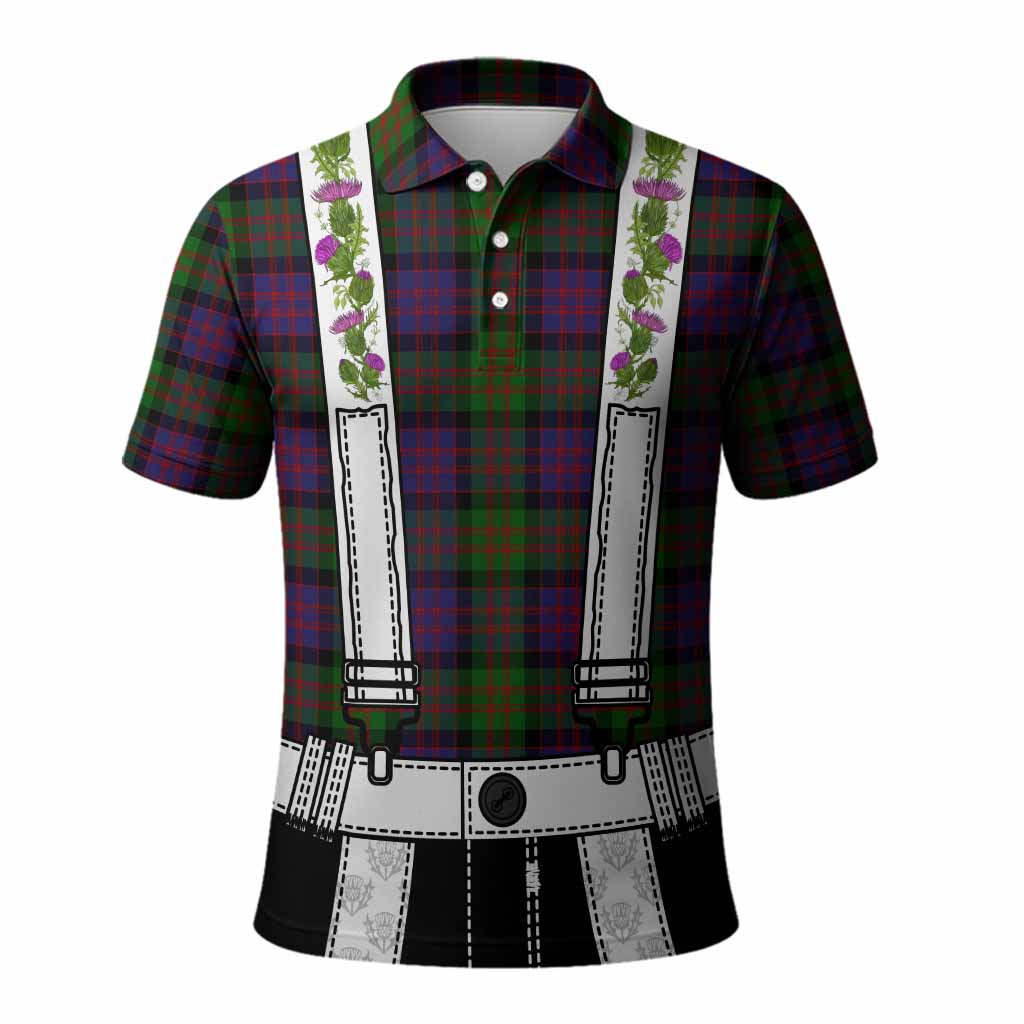 MacDonald (McDonald) Tartan Lederhosen Costume Polo Shirt Scotland Thistle Floral