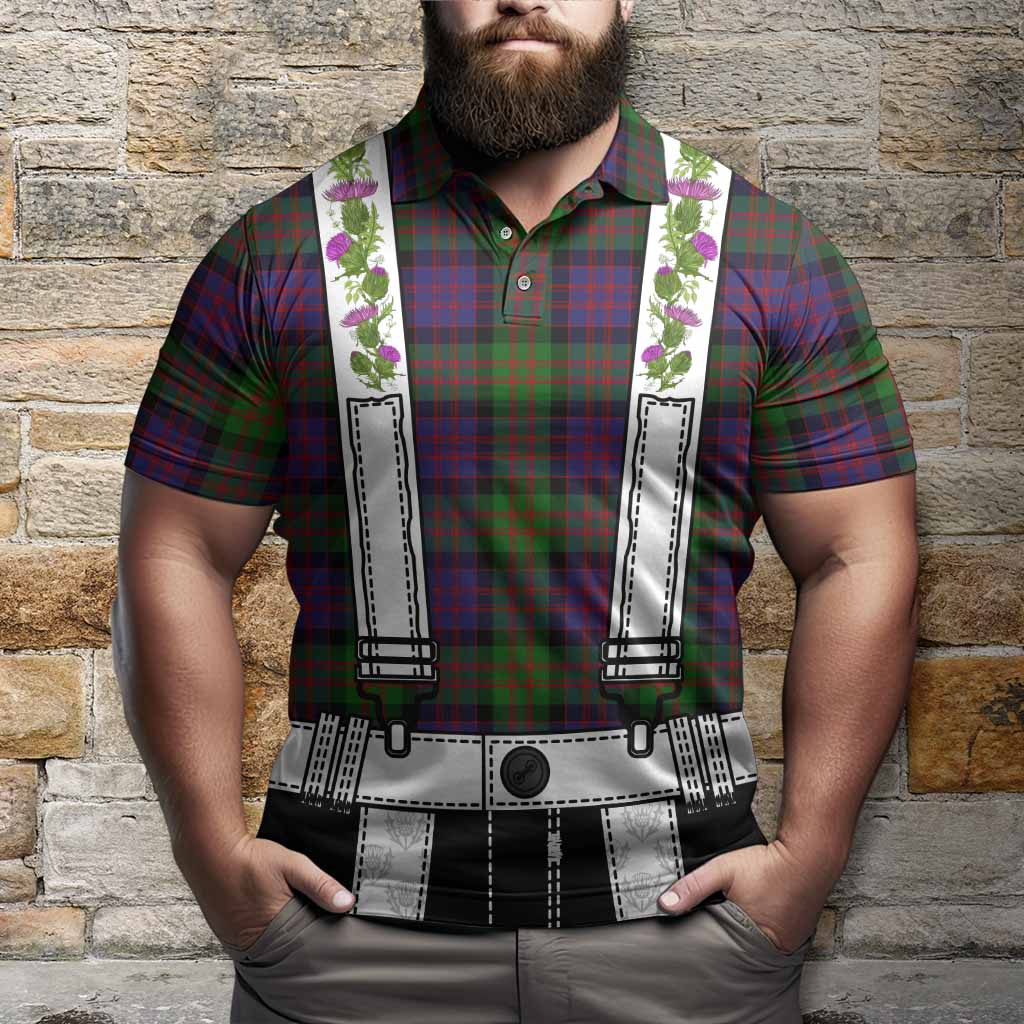 MacDonald (McDonald) Tartan Lederhosen Costume Polo Shirt Scotland Thistle Floral