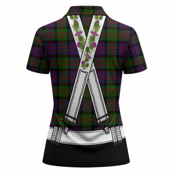 MacDonald (McDonald) Tartan Lederhosen Costume Women Polo Shirt Scotland Thistle Floral