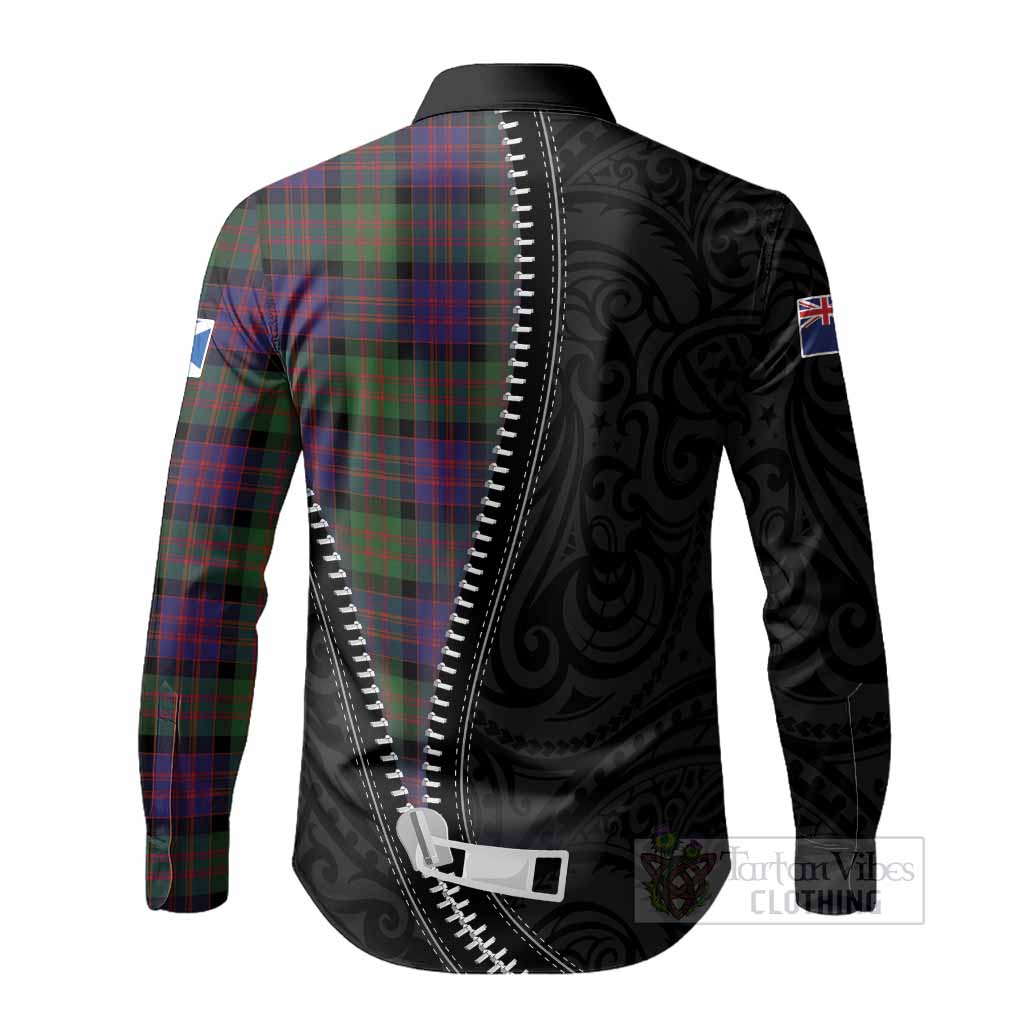 MacDonald (McDonald) Tartan Long Sleeve Button Shirts New Zealand Pattern Unique Zipper Stylized