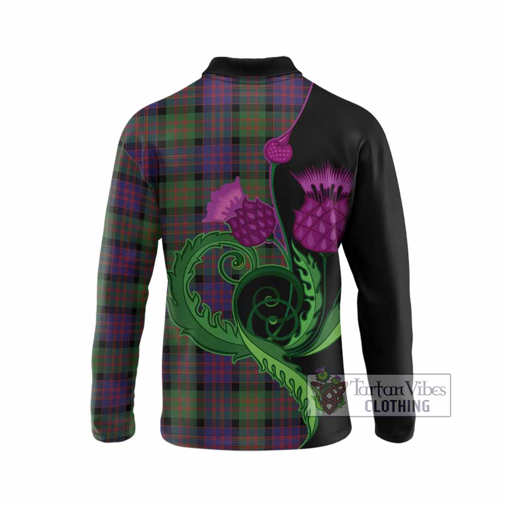 MacDonald (McDonald) Tartan Long Sleeve Polo Shirt Traditional Scottish Thistle