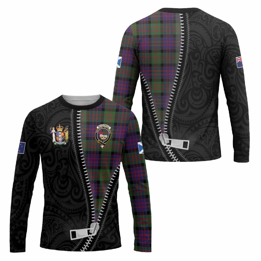 MacDonald (McDonald) Tartan Long Sleeve T-Shirt New Zealand Pattern Unique Zipper Stylized