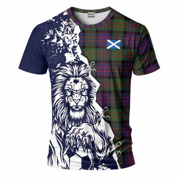 MacDonald (McDonald) Tartan Scottish T-Shirt Angry Lion With Soccer Ball Style