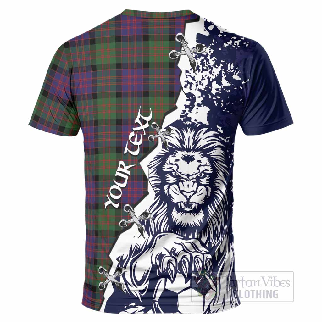 MacDonald (McDonald) Tartan Scottish T-Shirt Angry Lion With Soccer Ball Style