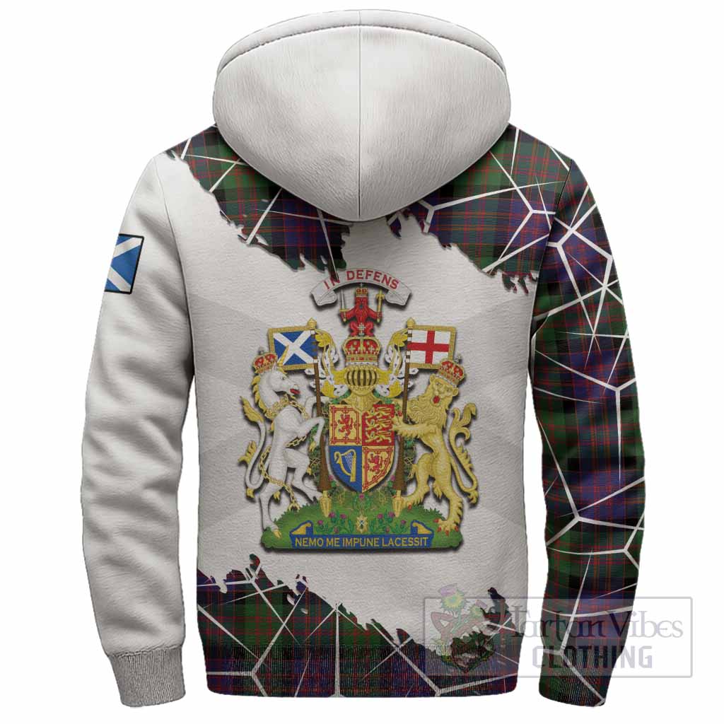 MacDonald (McDonald) Tartan Sherpa Hoodie with Family Crest and Lion Rampant Grunge Style