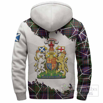 MacDonald (McDonald) Tartan Sherpa Hoodie with Family Crest and Lion Rampant Grunge Style