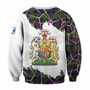 MacDonald (McDonald) Tartan Sweatshirt with Family Crest and Lion Rampant Grunge Style