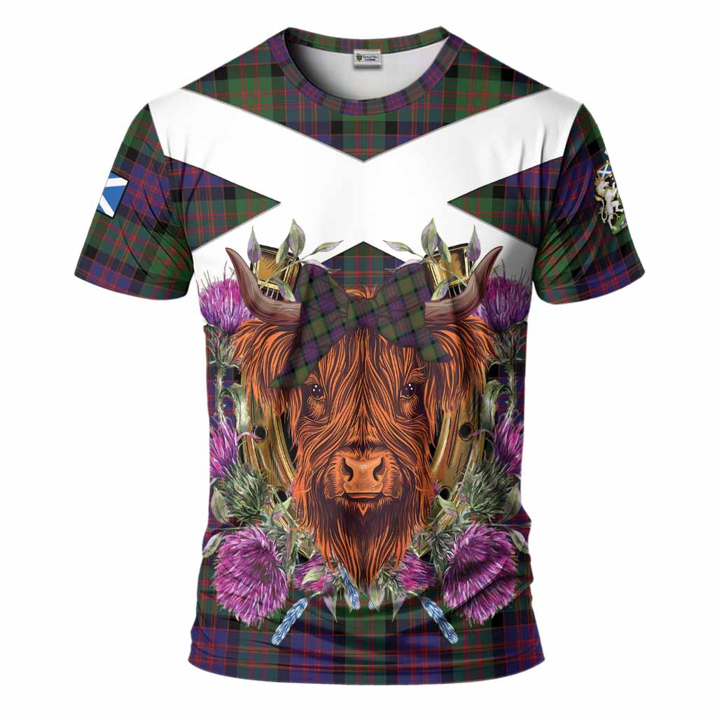 MacDonald (McDonald) Tartan T-Shirt Scottish Thistle Heilan Coo