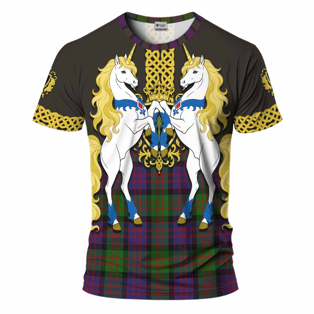 MacDonald (McDonald) Tartan T-Shirt Unicorn Celtic Knot And Thistle Emblem