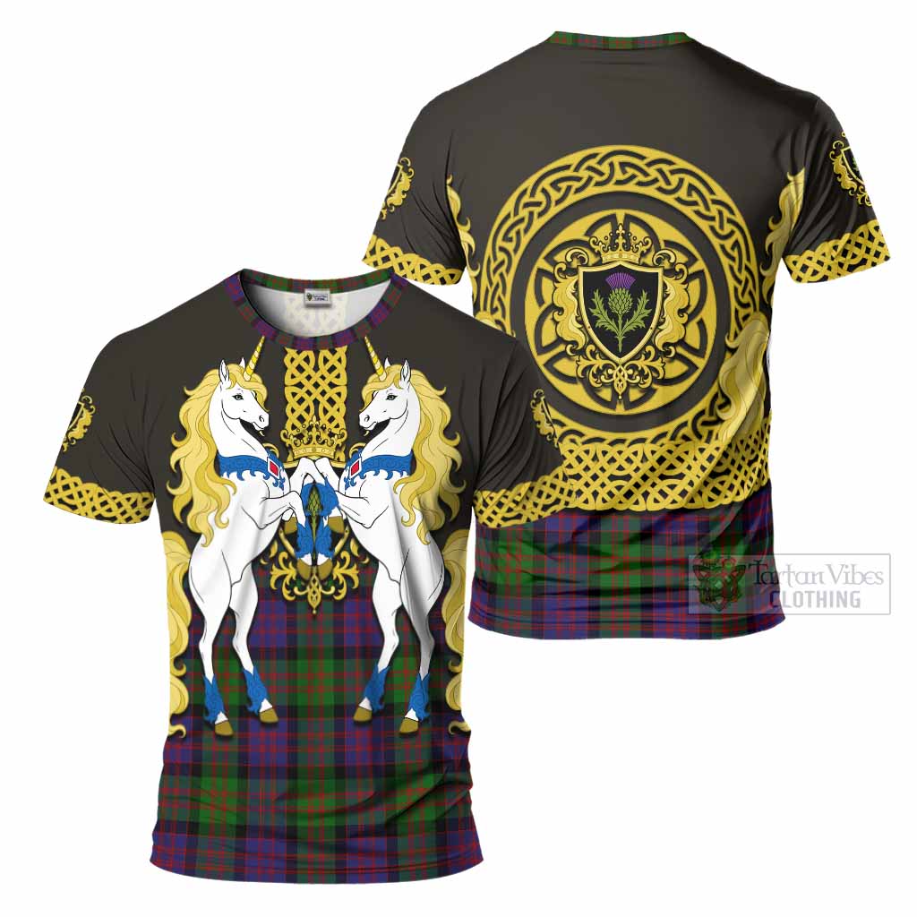 MacDonald (McDonald) Tartan T-Shirt Unicorn Celtic Knot And Thistle Emblem