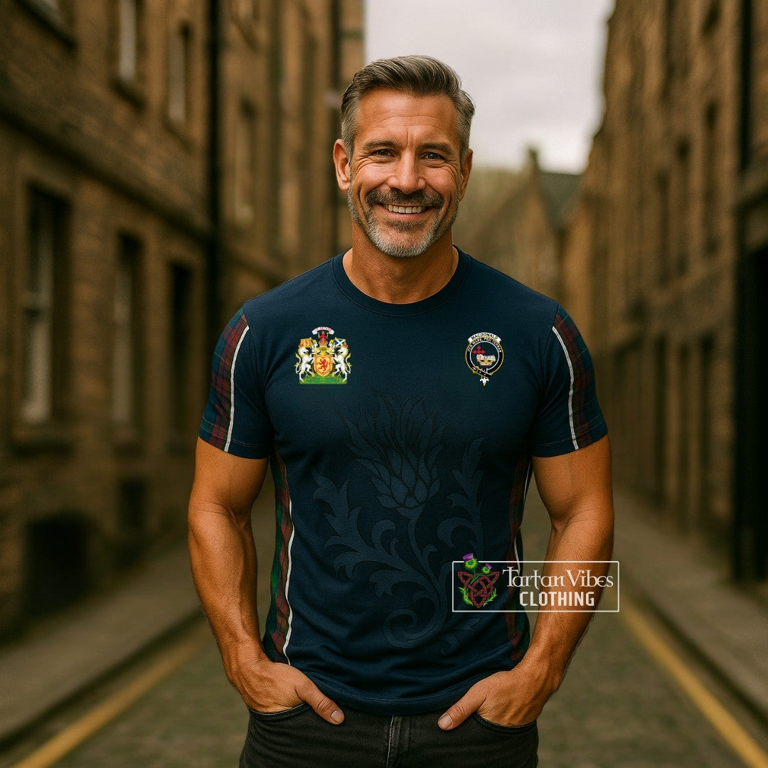 MacDonald (McDonald) Tartan T-Shirt with Family Crest and Scottish Thistle Vibes Sport Style