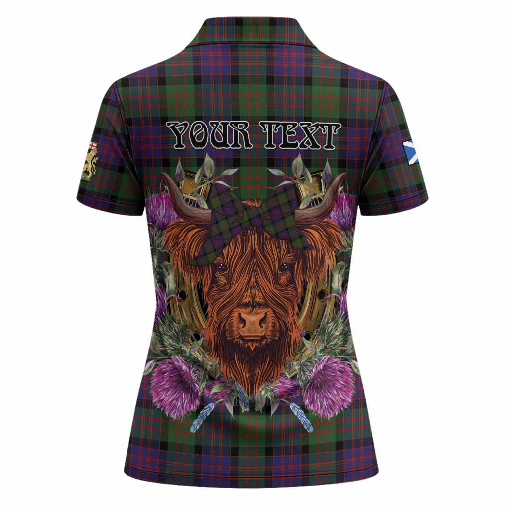 MacDonald (McDonald) Tartan Women Polo Shirt Scottish Thistle Heilan Coo
