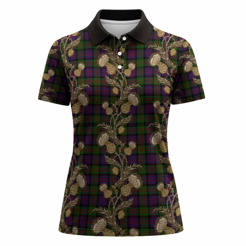 MacDonald (McDonald) Tartan Women Polo Shirt Seamless Scottish Thistle Flowers