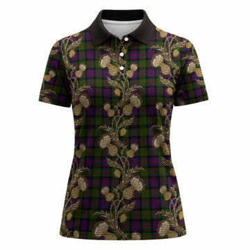 MacDonald (McDonald) Tartan Women Polo Shirt Seamless Scottish Thistle Flowers