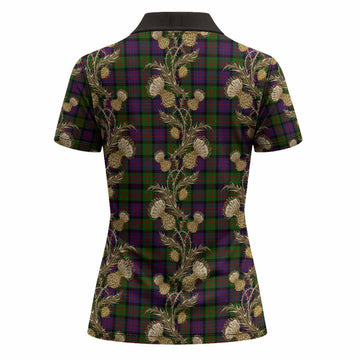 MacDonald (McDonald) Tartan Women Polo Shirt Seamless Scottish Thistle Flowers