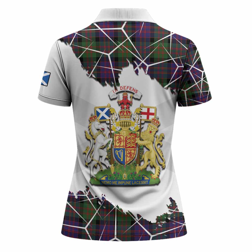 MacDonald (McDonald) Tartan Women Polo Shirt with Family Crest and Lion Rampant Grunge Style