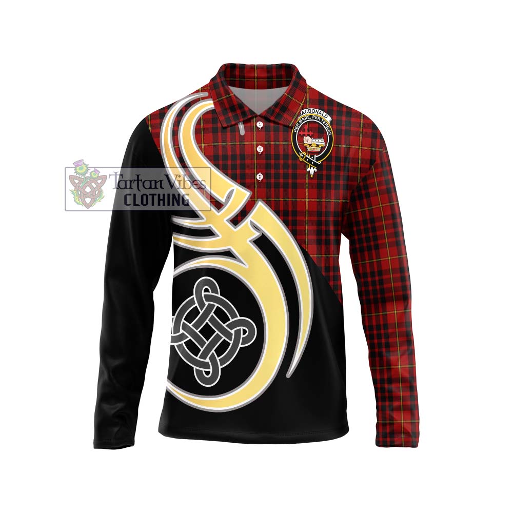 MacDonald of Ardnamurchan Tartan Long Sleeve Polo Shirt with Family Crest and Celtic Symbol Style Unisex - Tartan Vibes Clothing