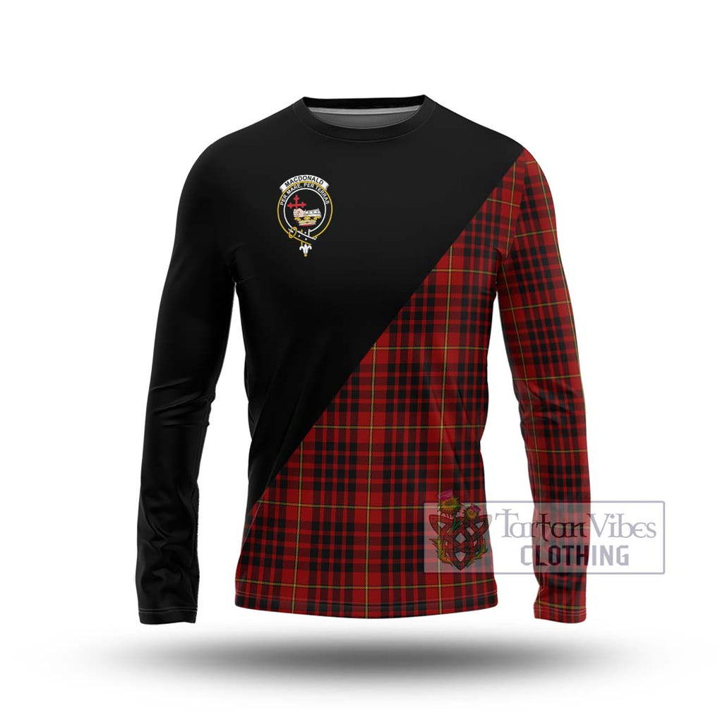 MacDonald of Ardnamurchan Tartan Long Sleeve T-Shirt with Family Crest and Military Logo Style Unisex - Tartanvibesclothing Shop