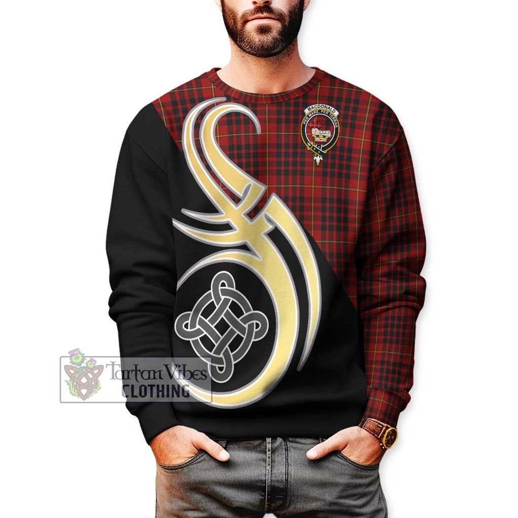 MacDonald of Ardnamurchan Tartan Sweatshirt with Family Crest and Celtic Symbol Style Unisex - Tartan Vibes Clothing