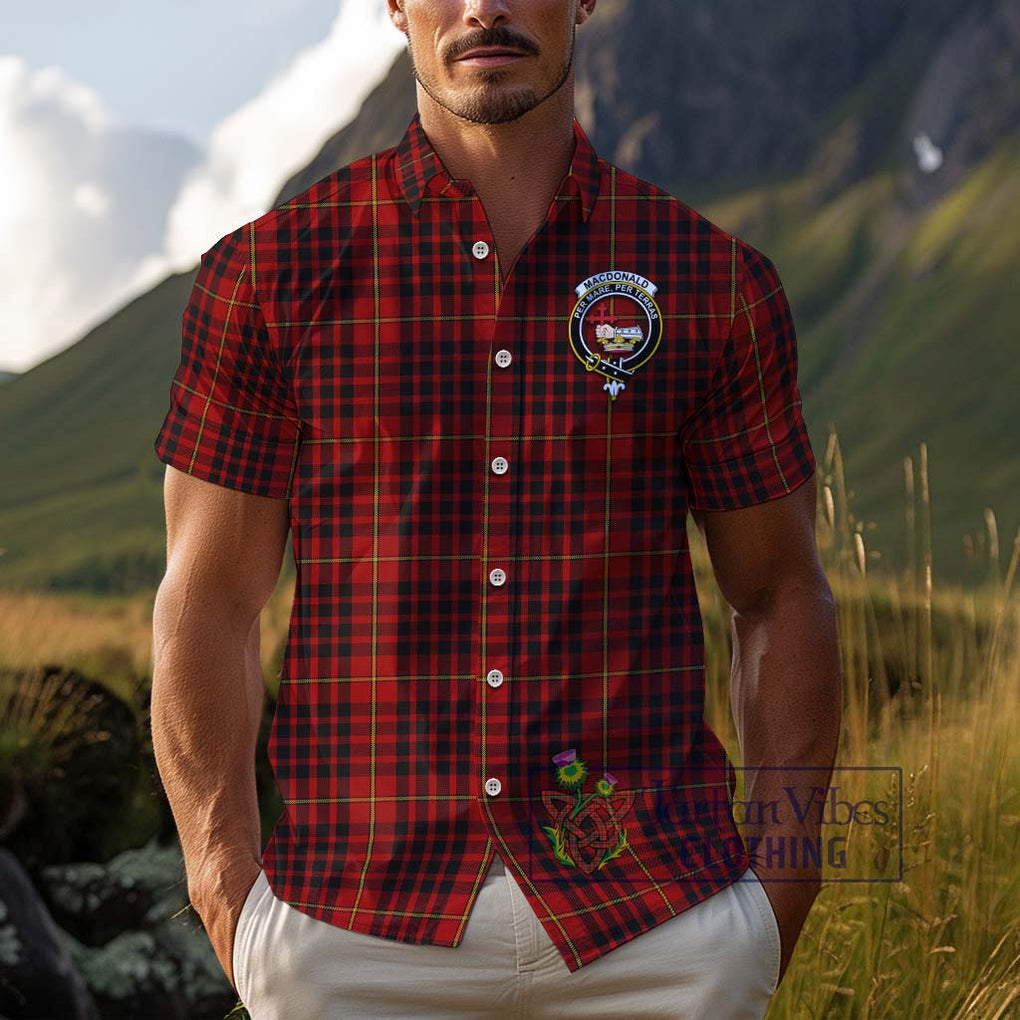 MacDonald of Ardnamurchan Tartan Cotton Hawaiian Shirt with Family Crest Adult - Tartan Vibes Clothing