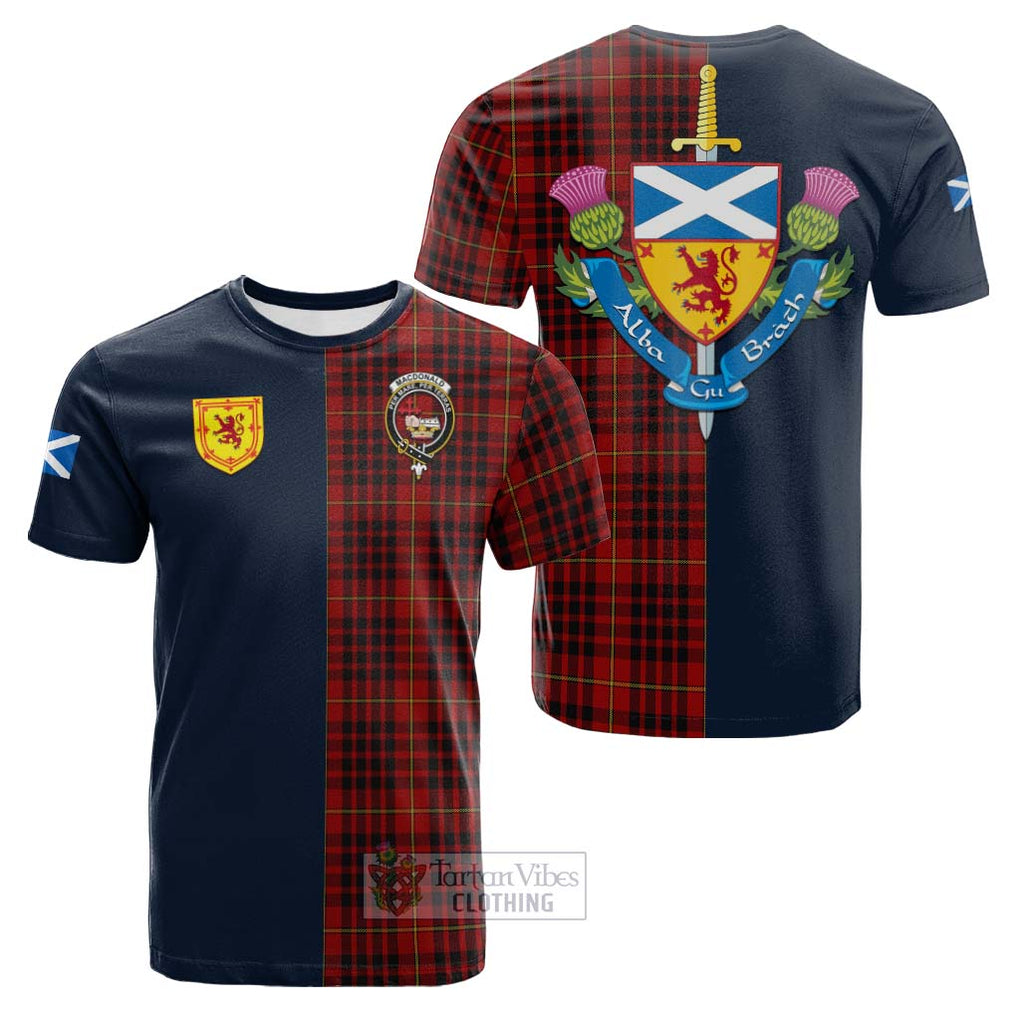 Tartan Vibes Clothing MacDonald of Ardnamurchan Tartan Cotton T-shirt with Scottish Lion Royal Arm Half Style