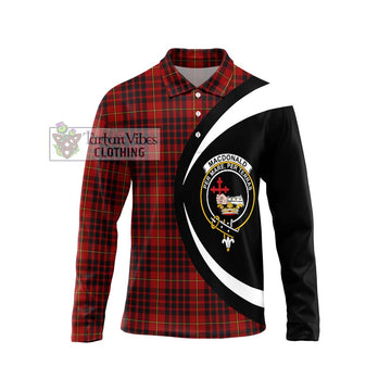 MacDonald of Ardnamurchan Tartan Long Sleeve Polo Shirt with Family Crest Circle Style Unisex - Tartan Vibes Clothing