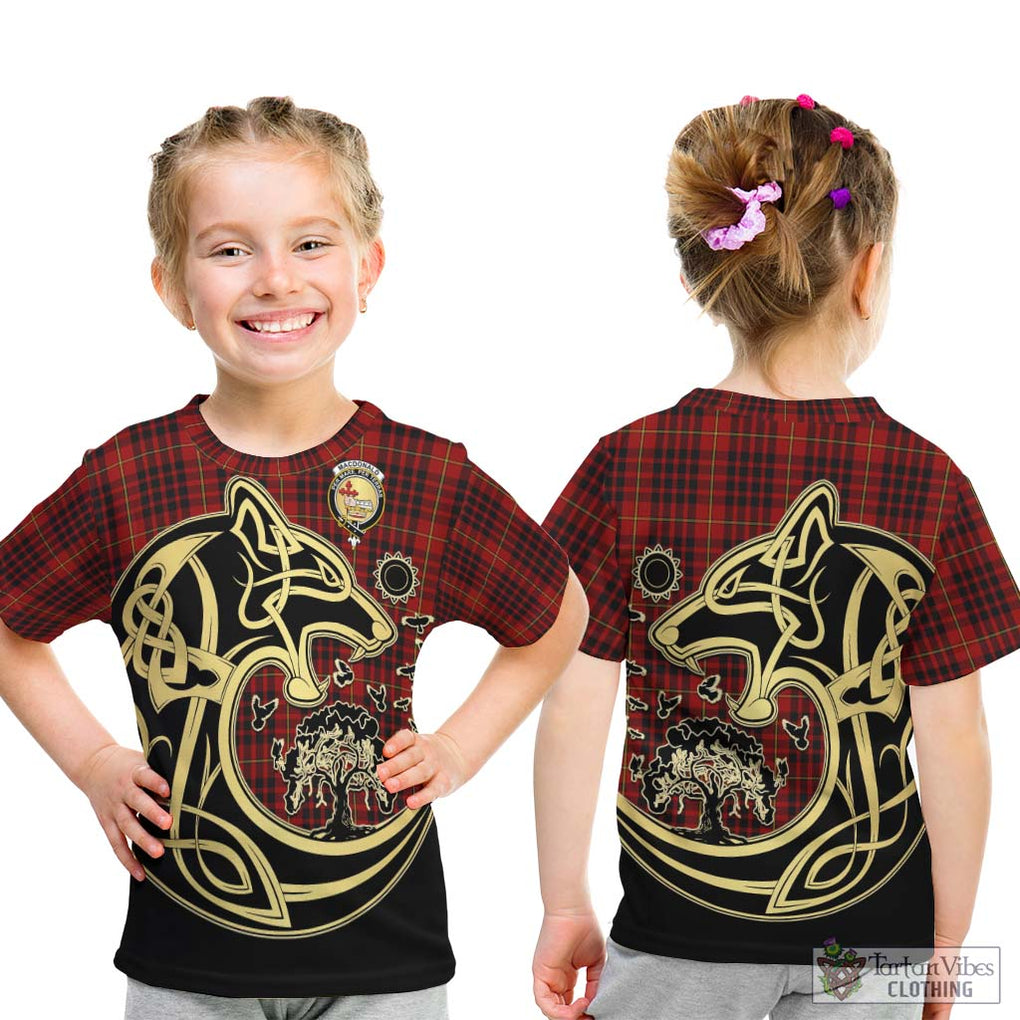 MacDonald of Ardnamurchan Tartan Kid T-Shirt with Family Crest Celtic Wolf Style - Tartan Vibes Clothing