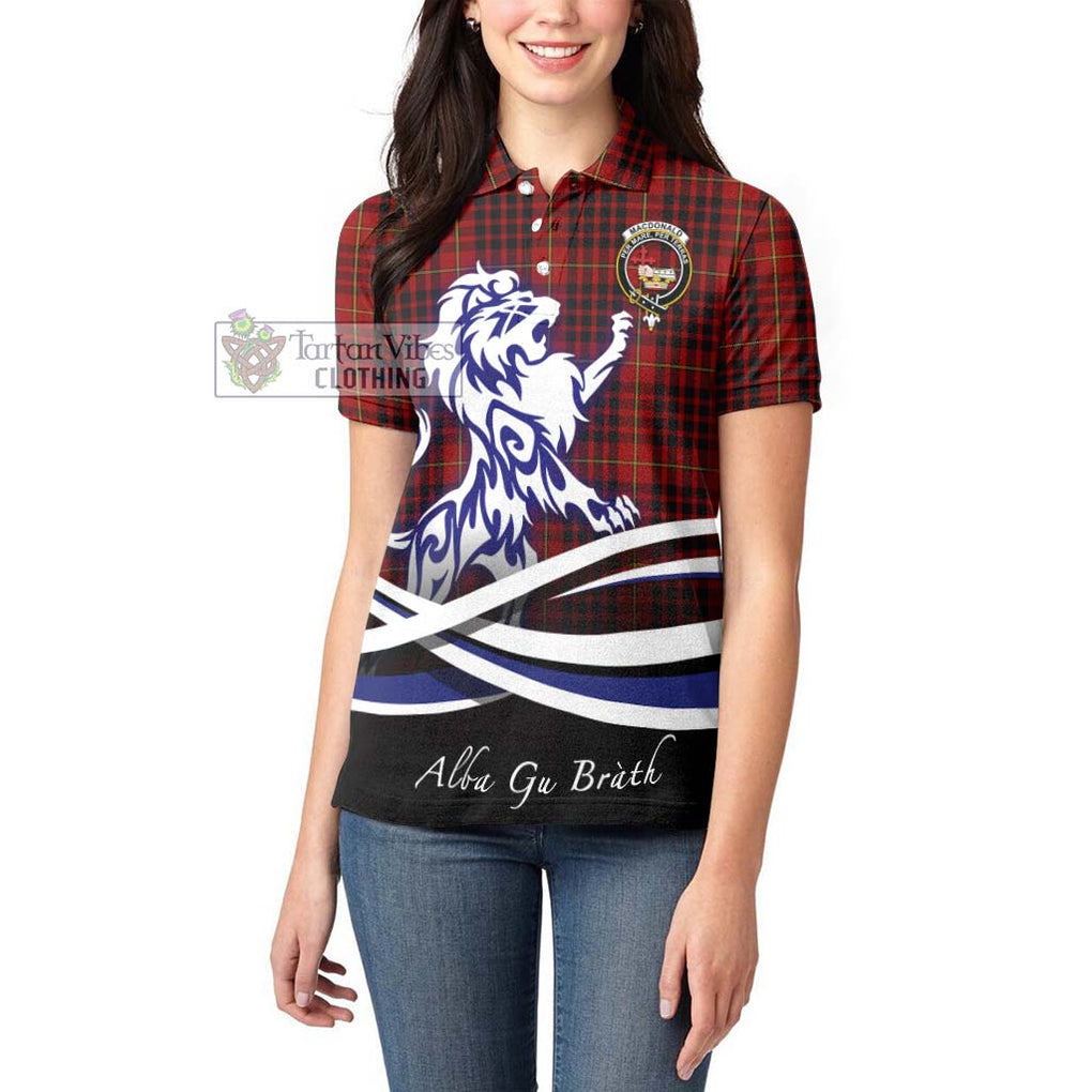MacDonald of Ardnamurchan Tartan Women's Polo Shirt with Alba Gu Brath Regal Lion Emblem - Tartanvibesclothing Shop