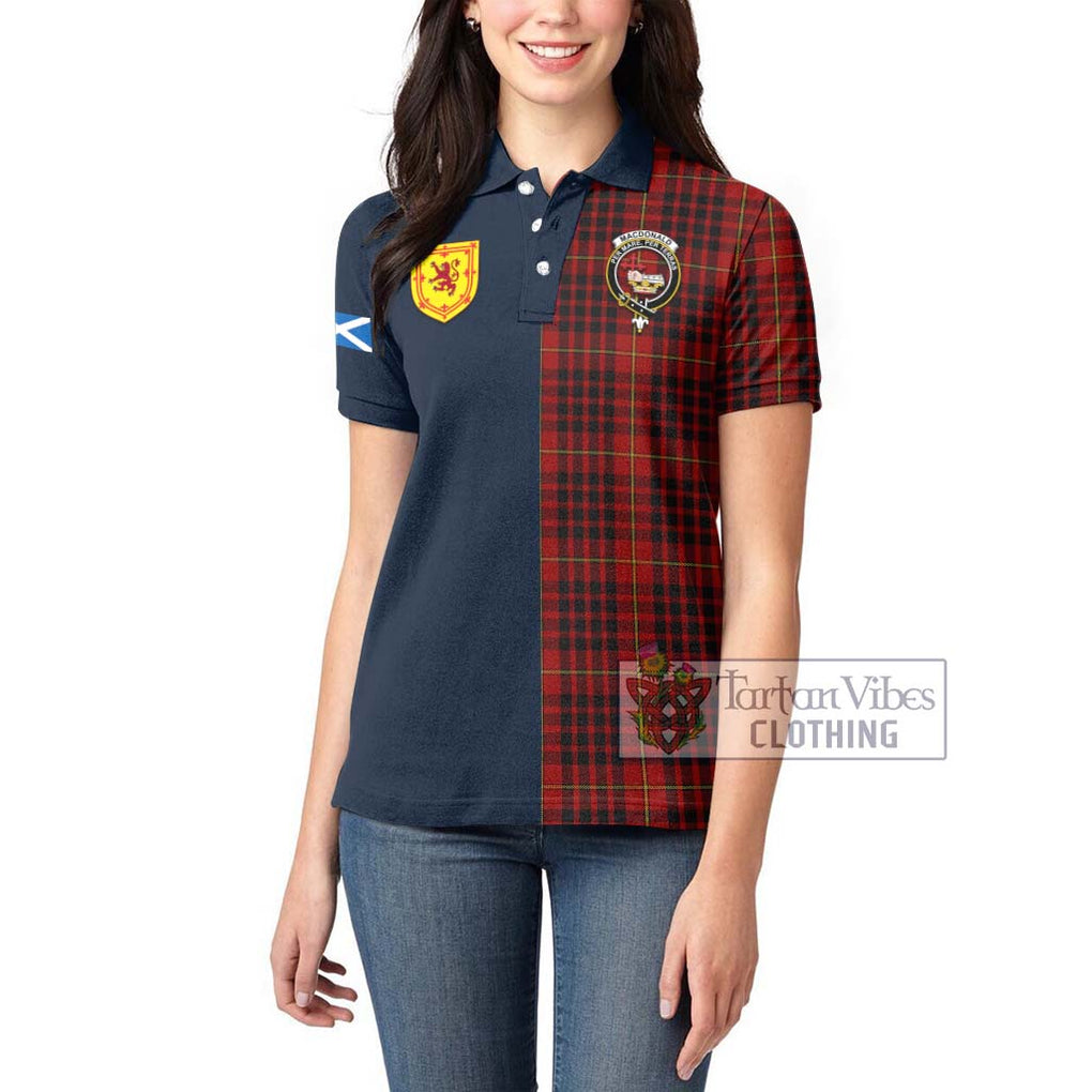 Tartan Vibes Clothing MacDonald of Ardnamurchan Tartan Women's Polo Shirt with Scottish Lion Royal Arm Half Style