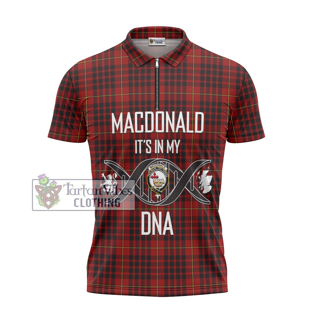 MacDonald of Ardnamurchan Tartan Zipper Polo Shirt with Family Crest DNA In Me Style - Tartanvibesclothing Shop