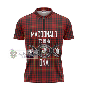 MacDonald of Ardnamurchan Tartan Zipper Polo Shirt with Family Crest DNA In Me Style - Tartanvibesclothing Shop