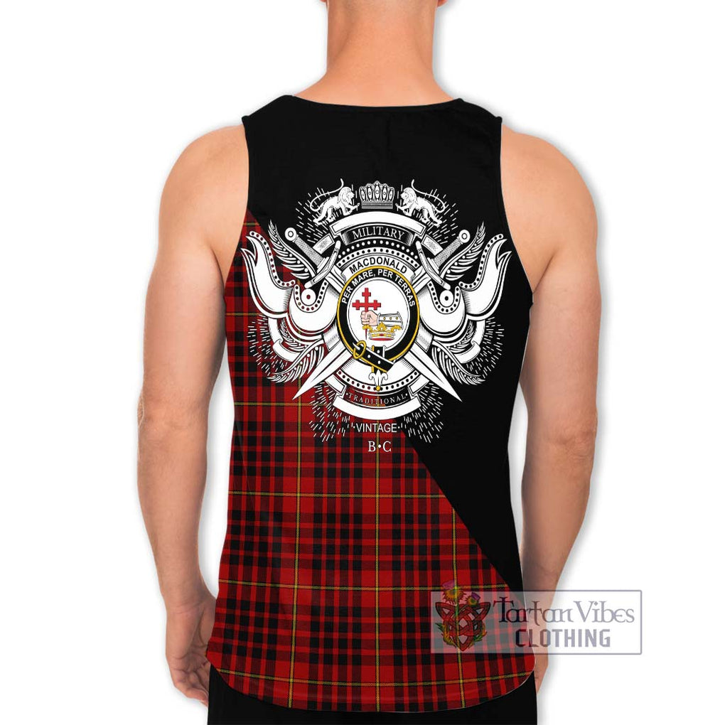 MacDonald of Ardnamurchan Tartan Men's Tank Top with Family Crest and Military Logo Style - Tartanvibesclothing Shop