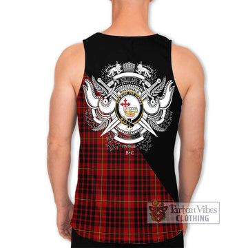 MacDonald of Ardnamurchan Tartan Men's Tank Top with Family Crest and Military Logo Style - Tartanvibesclothing Shop