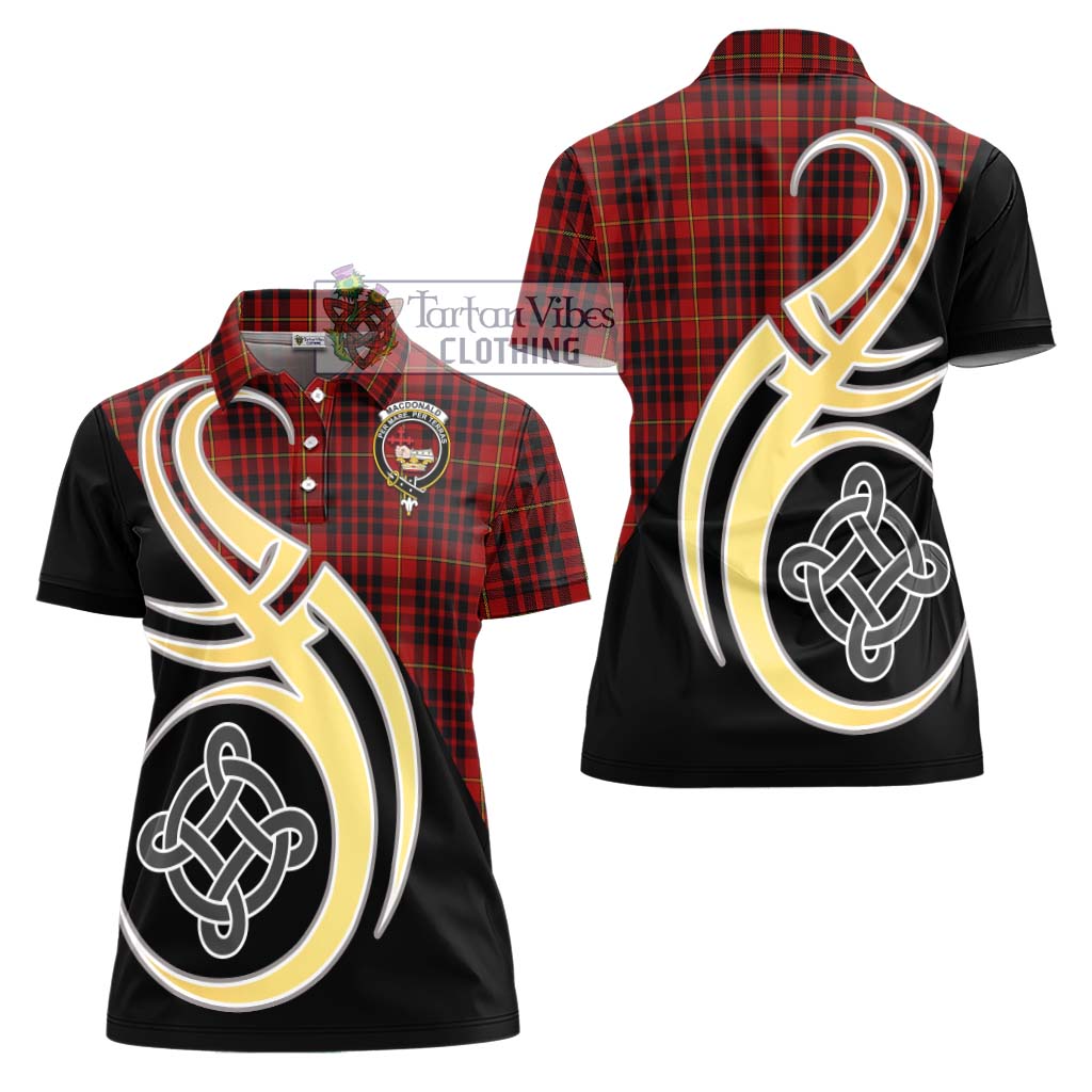 MacDonald of Ardnamurchan Tartan Women's Polo Shirt with Family Crest and Celtic Symbol Style - Tartan Vibes Clothing