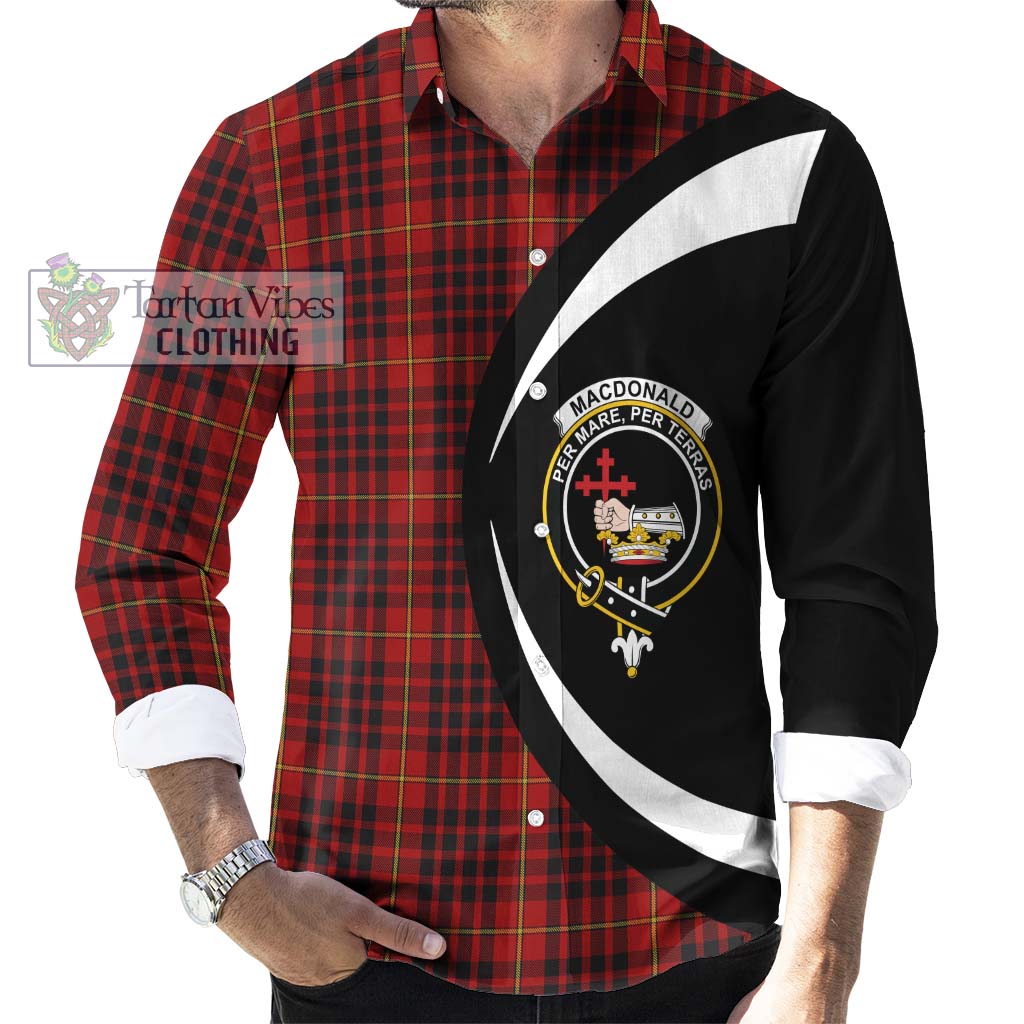 MacDonald of Ardnamurchan Tartan Long Sleeve Button Up with Family Crest Circle Style - Tartan Vibes Clothing