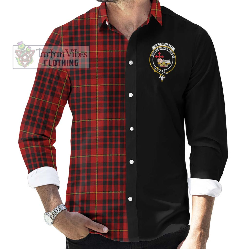 MacDonald of Ardnamurchan Tartan Long Sleeve Button Shirt with Family Crest and Half Of Me Style - Tartanvibesclothing Shop