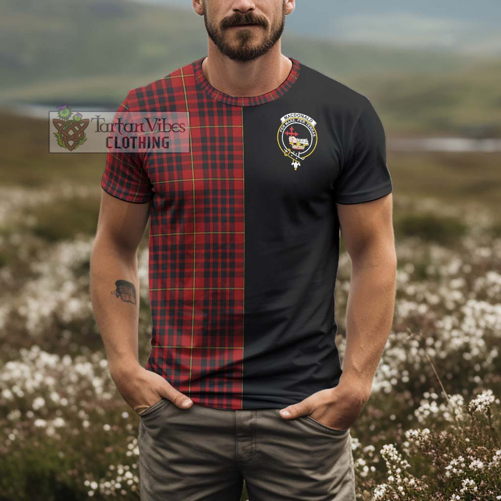 MacDonald of Ardnamurchan Tartan T-Shirt with Family Crest and Half Of Me Style - Tartanvibesclothing Shop