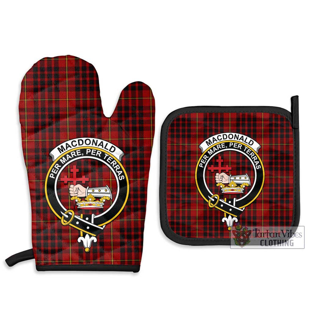 MacDonald of Ardnamurchan Tartan Combo Oven Mitt & Pot-Holder with Family Crest Combo 1 Oven Mitt & 2 Pot-Holder Black - Tartan Vibes Clothing