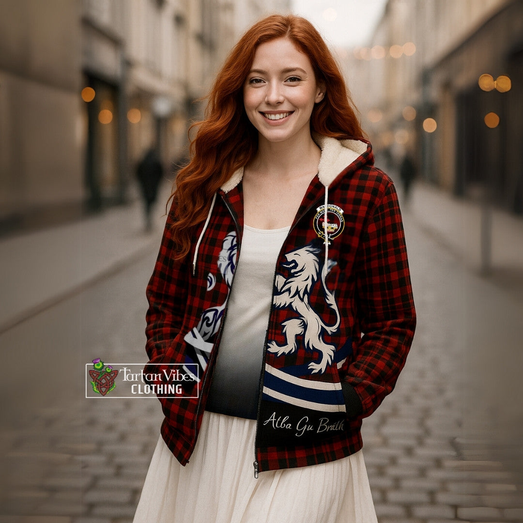 MacDonald of Ardnamurchan Tartan Sherpa Hoodie with Alba Gu Brath Regal Lion Emblem